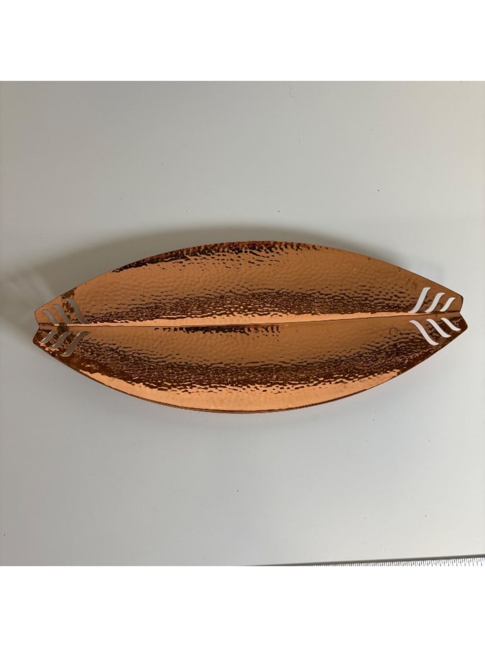 Cavalier Copperware Hammered Leaf Design Tray Decorative Cutout Home Decor E743C